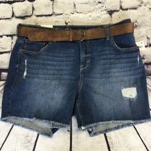 NWT Style & Co Women's Blue Belted Jean Shorts 14W